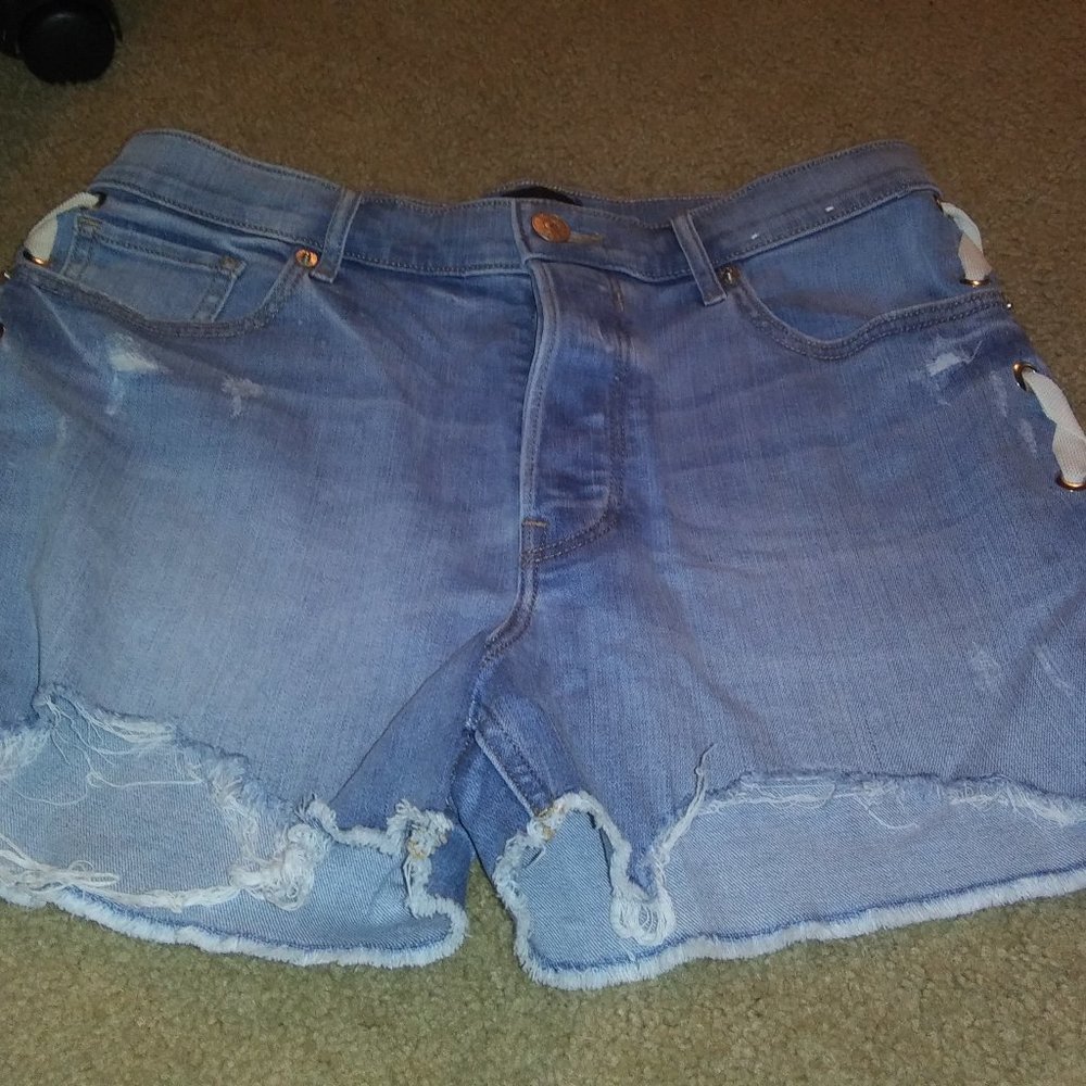 Denim Shorts with White Laces